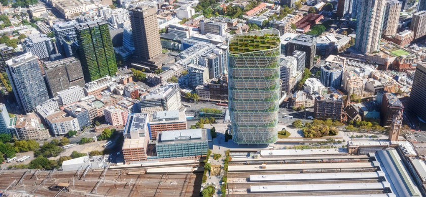 Imagen de simulación de la versión terminada del edificio Atlassian Head Quarters, en Sydney, Australia.